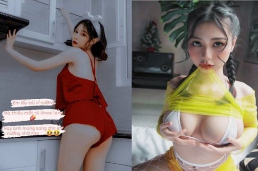 สาวสวยสวมแว่นตาเลอะเทอะช่วยตัวเองด้วยขนมหวานและน้ำ